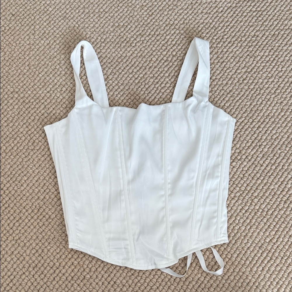White Satin Corset Top